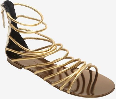 Giuseppe Zanotti Cord Strappy Flat Sandal Gold in Gold | Lyst
