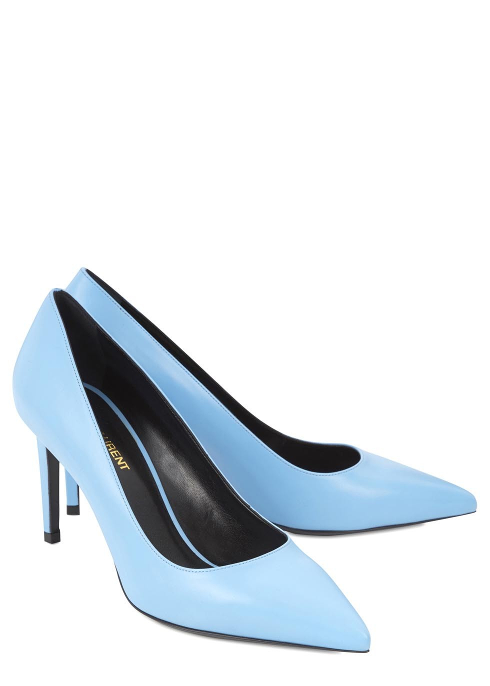 Saint Laurent Light Blue Pointed Leather Pumps in Blue Lyst