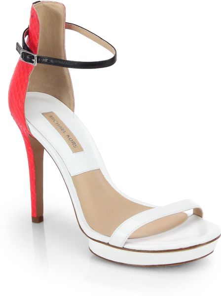michael kors red platform sandals