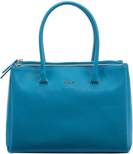 Furla Lotus Leather Carryall Tote Bag in Blue | Lyst
