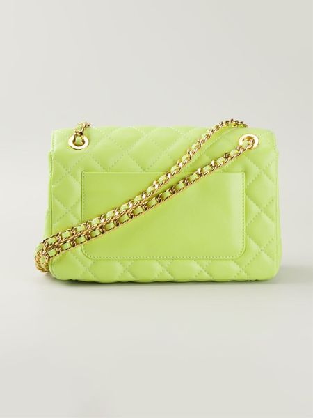 Moschino Quilted-Leather Shoulder Bag in Green