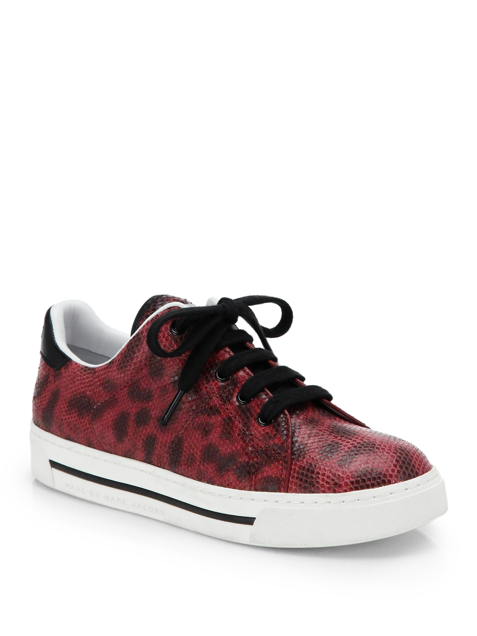 Marc By Marc Jacobs Snakeprint Leather Platform Sneakers in Red (BORDEAUX) | Lyst