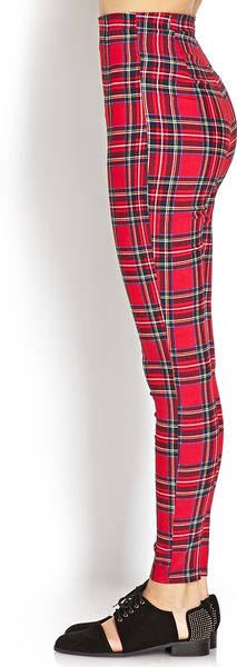 red and blue plaid pants