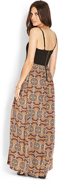 Forever 21 Mosaic Maxi Dress in Orange (Blackorange)