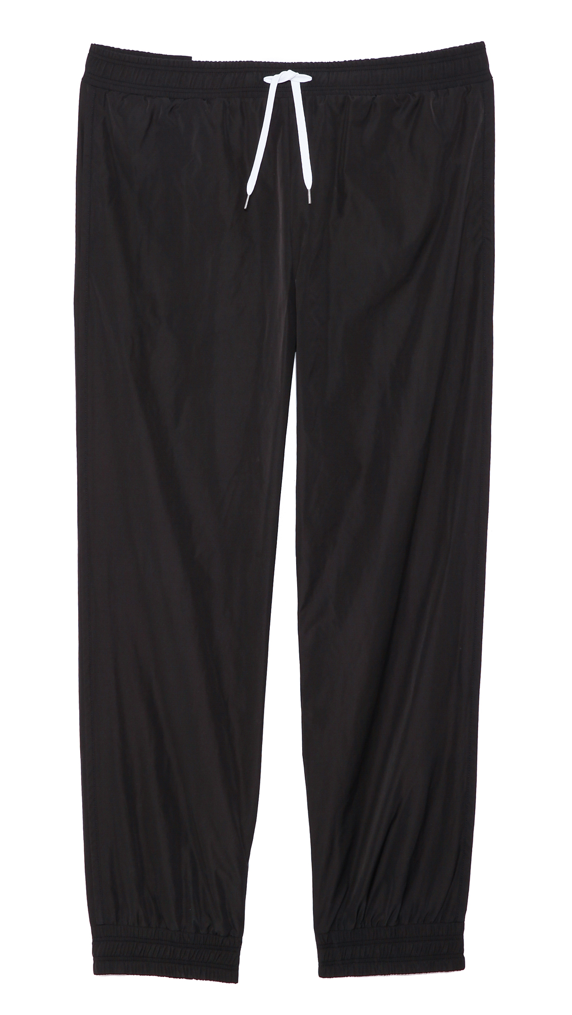 black nylon track pants