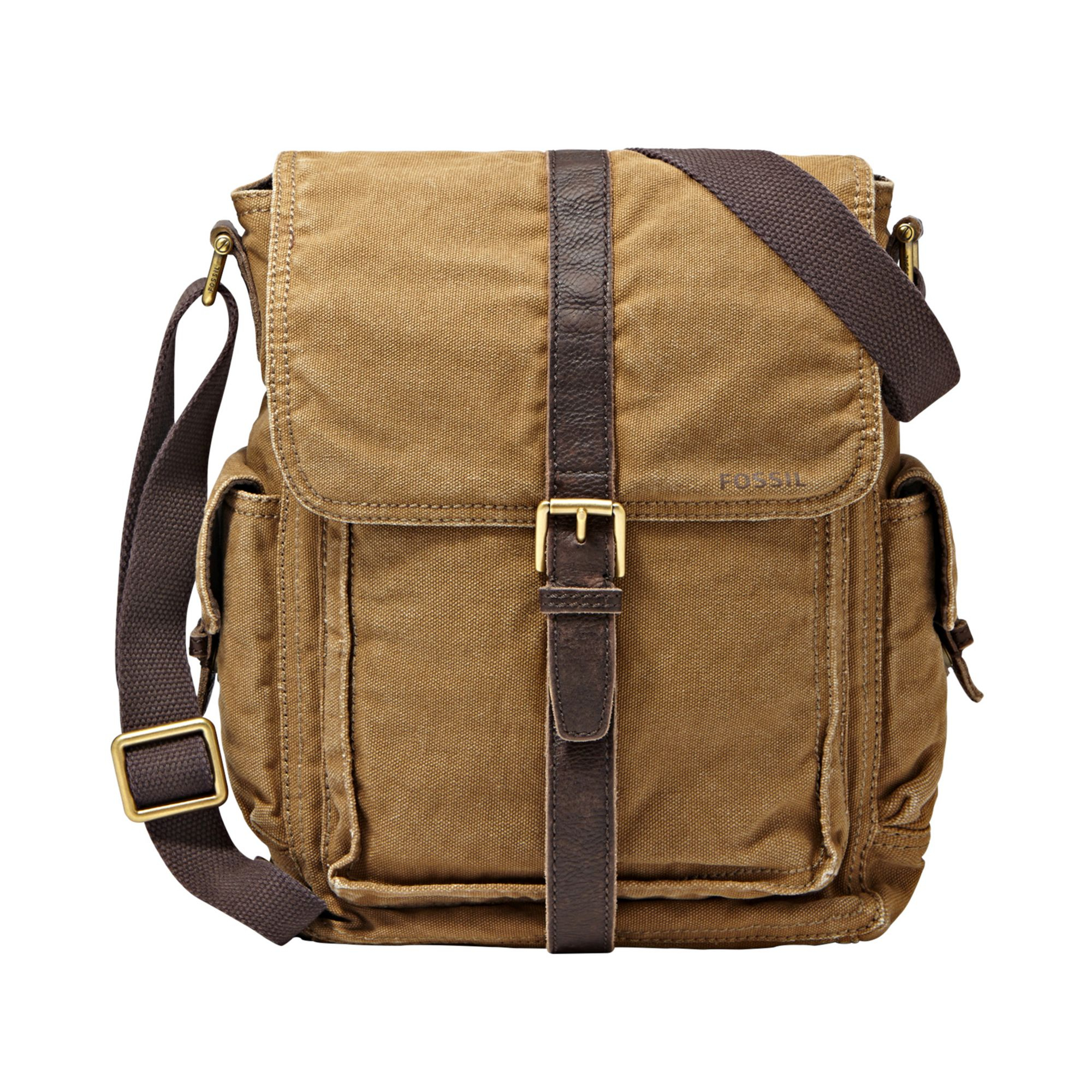 Fossil Estate Casual Cotton Canvas North-South Commuter Bag in Khaki for Men | Lyst