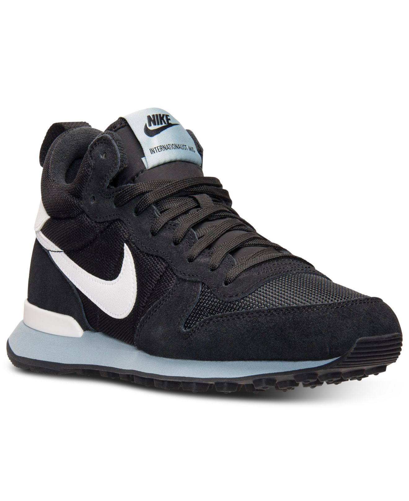 Nike Womens Internationalist Mid Casual Sneakers From Finish Line in Black (BLACK/MAGNET GREY ...