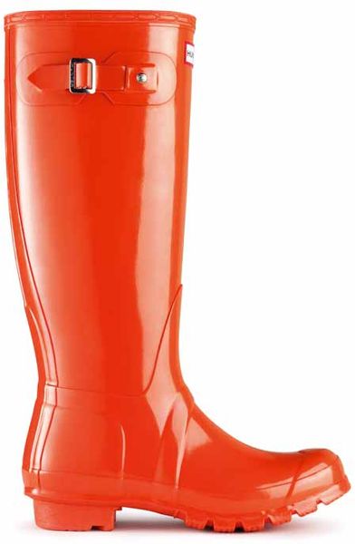 Hunter Original Tall Gloss Rain Boot In Orange (clementine) 