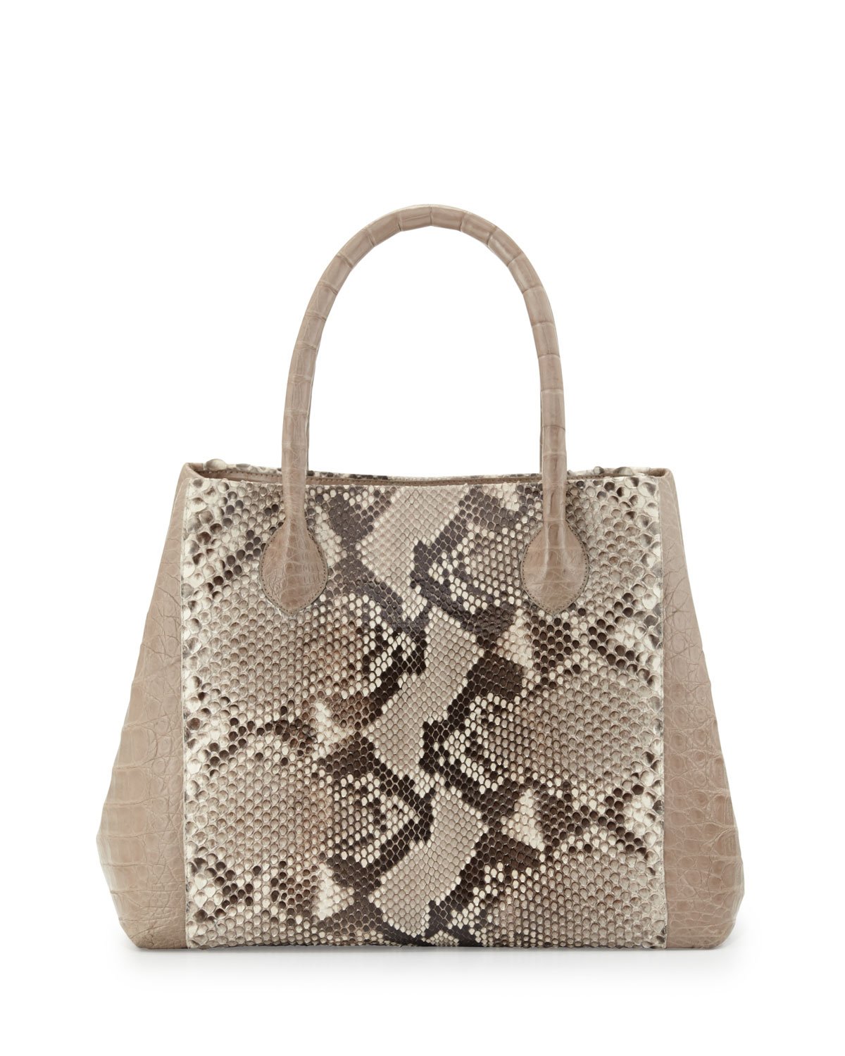 Nancy Gonzalez Small Python Crocodile Tote Bag Naturalsand in Animal ...