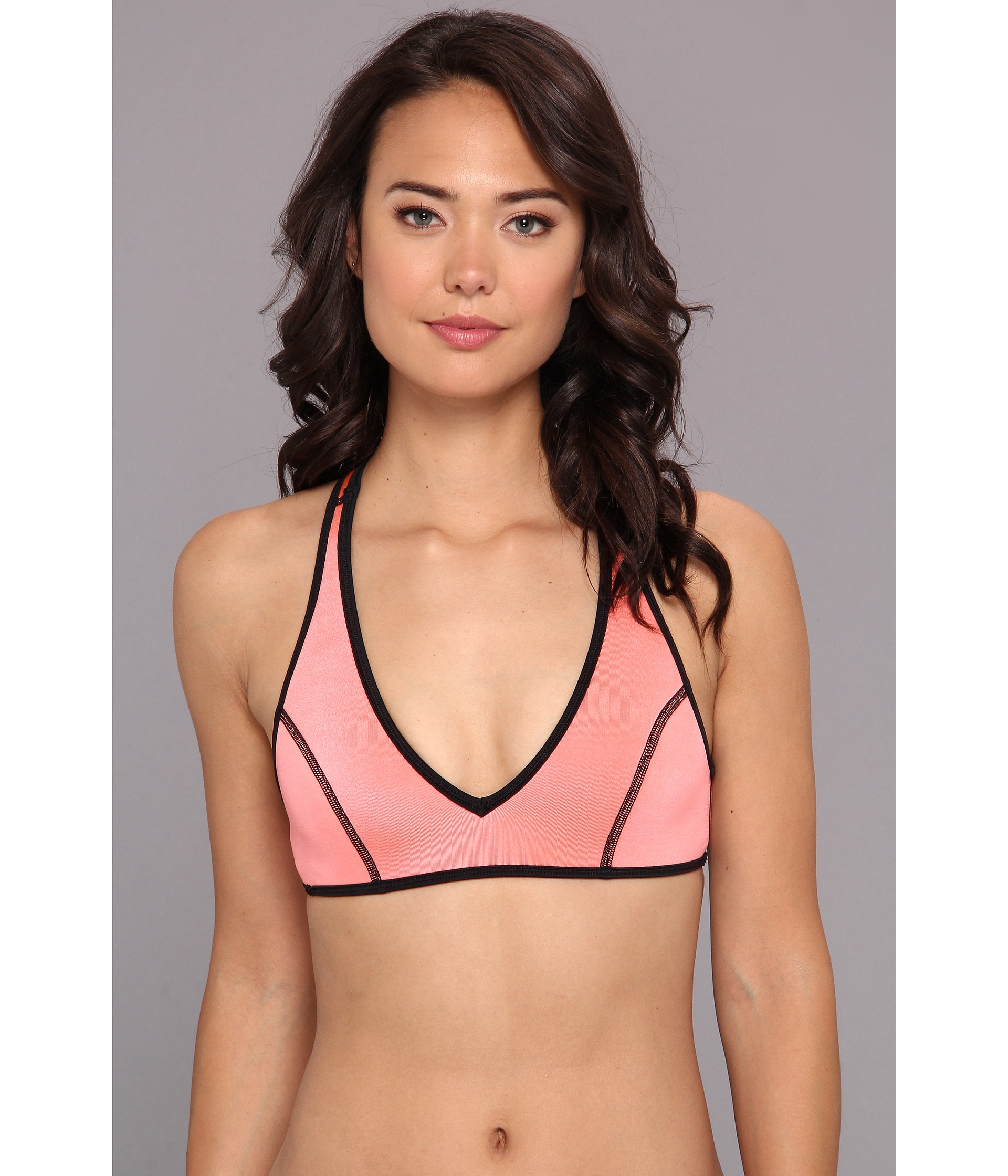 hurley sport reversible sport bra top in pink mango black lyst hurley sport reversible sport bra top in pink mango black lyst