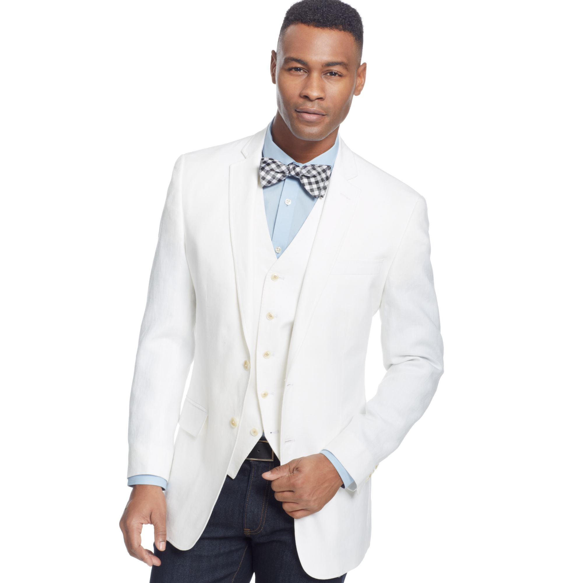 Sean John White Linen Sport Coat in White for Men Lyst