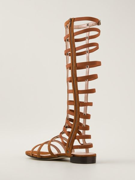 Stuart Weitzman Mid Calf Gladiator Sandal in Brown | Lyst Stuart Weitzman Mid Calf Gladiator Sandal in Brown | Lyst