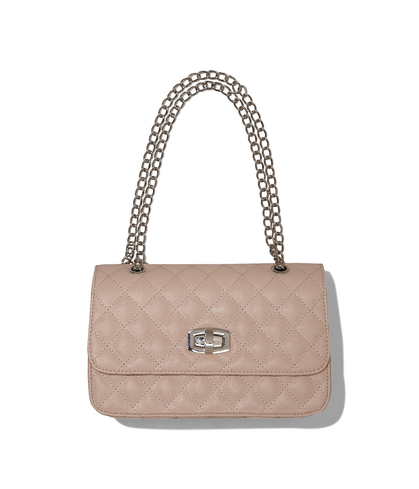 Express Quilted Chain Strap Shoulder Bag in Beige (NUDE) | Lyst