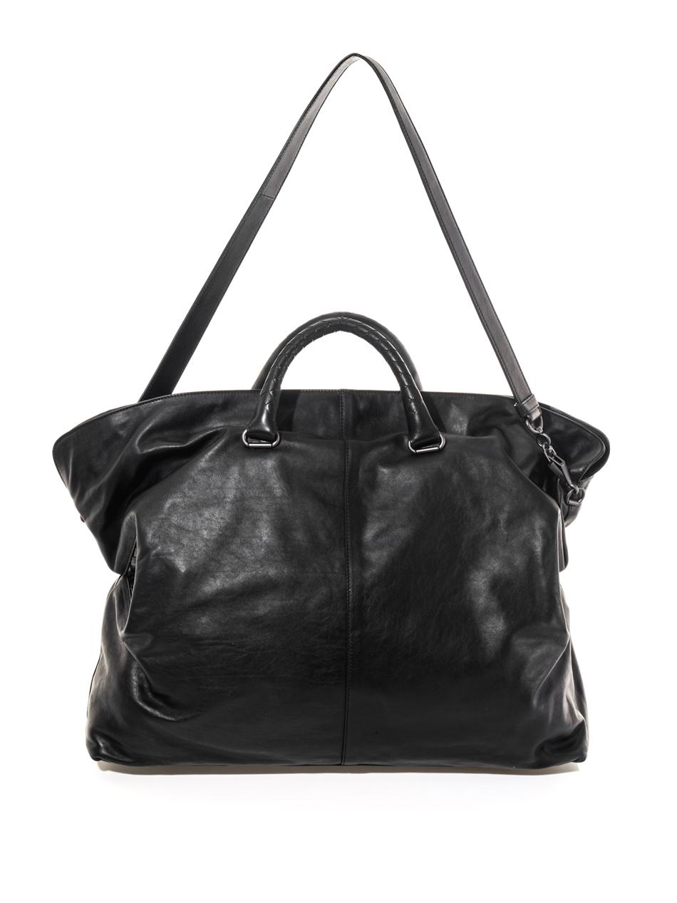 Bottega Leather Travel Bag in Black for Men Lyst