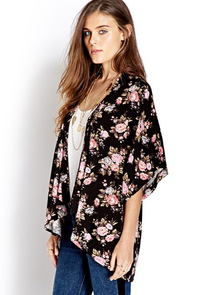 Forever 21 Free Spirit Floral Kimono in Pink (BLACKPINK) | Lyst