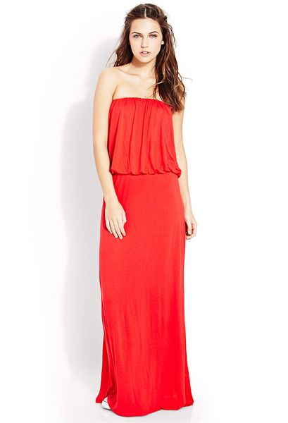 Forever 21 Flounced Maxi Dress in Red