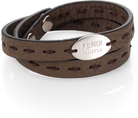 leather fendi selleria bracelet grey