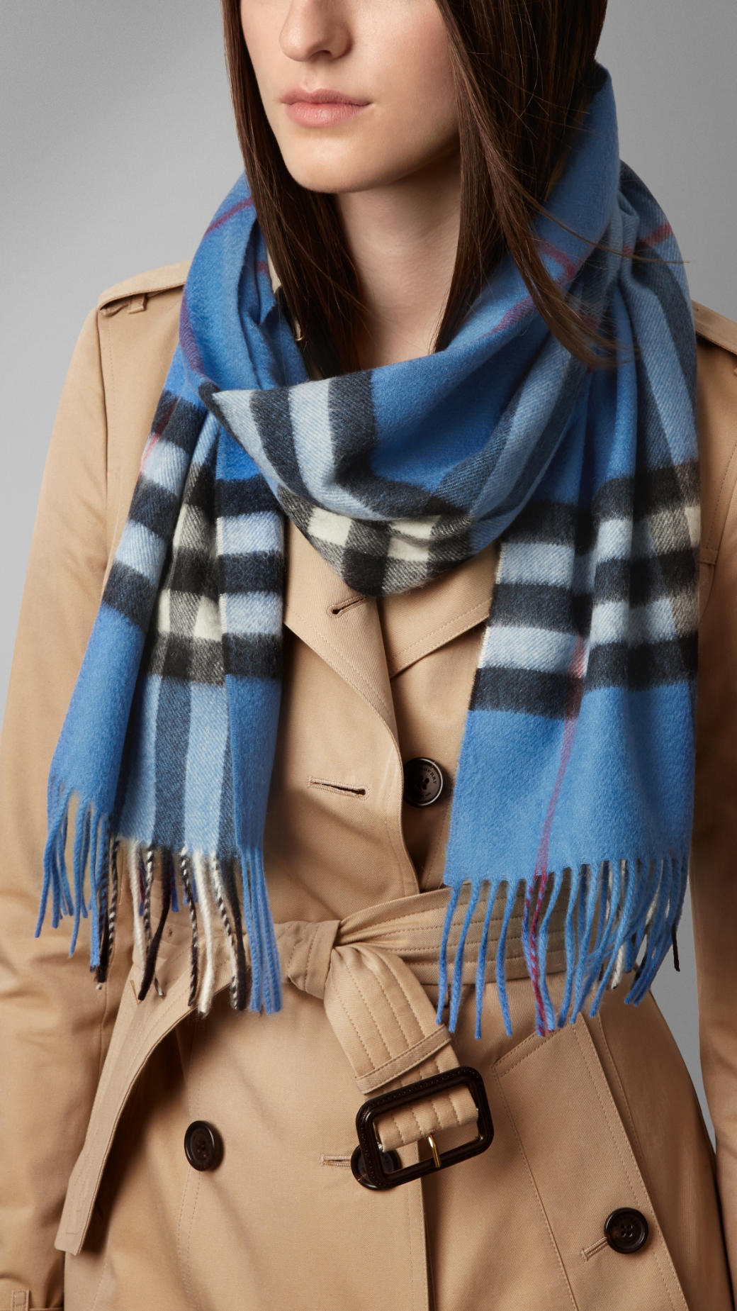 Burberry Check Cashmere Scarf in Blue for Men (hydrangea check) | Lyst