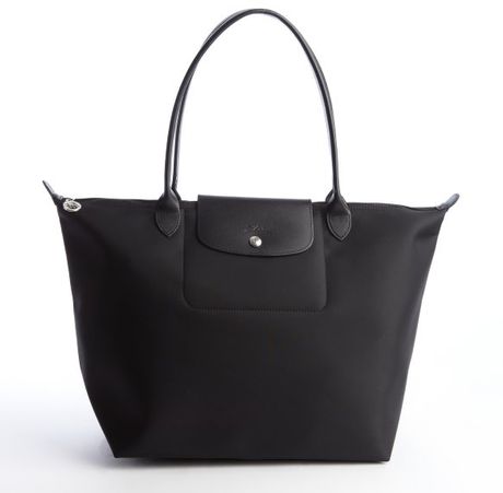 Longchamp Black Top Handle Medium Tote Bag in Black | Lyst