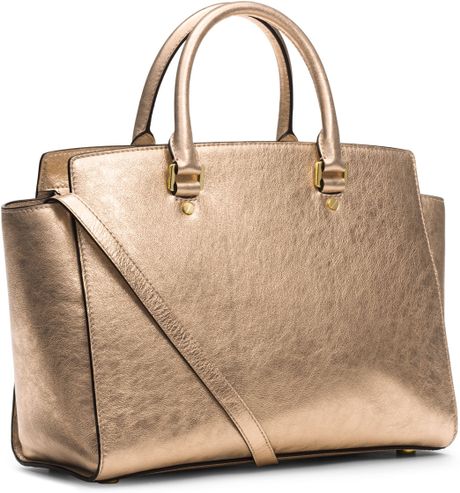 Michael Michael Kors Large Selma Topzip Satchel In Gold michael michael kors large selma topzip satchel in gold