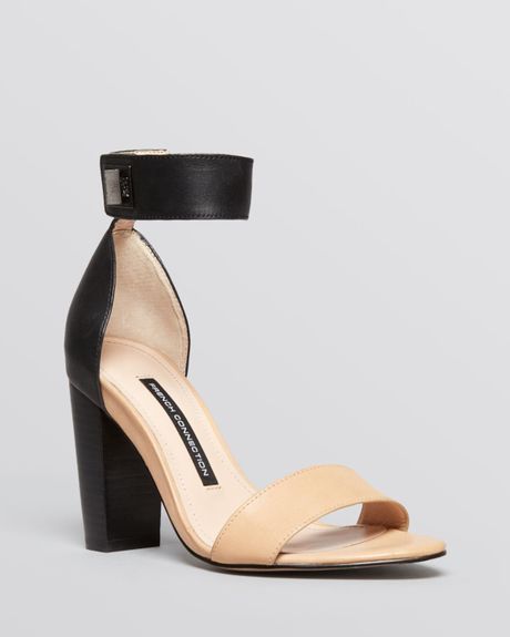 French Connection Open Toe Sandals Katrin Block Heel in Black (Sand ...