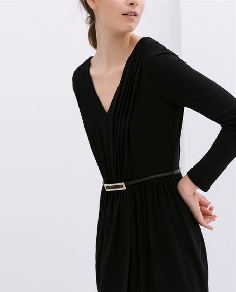 Zara V-Neck Knit Dress in Black