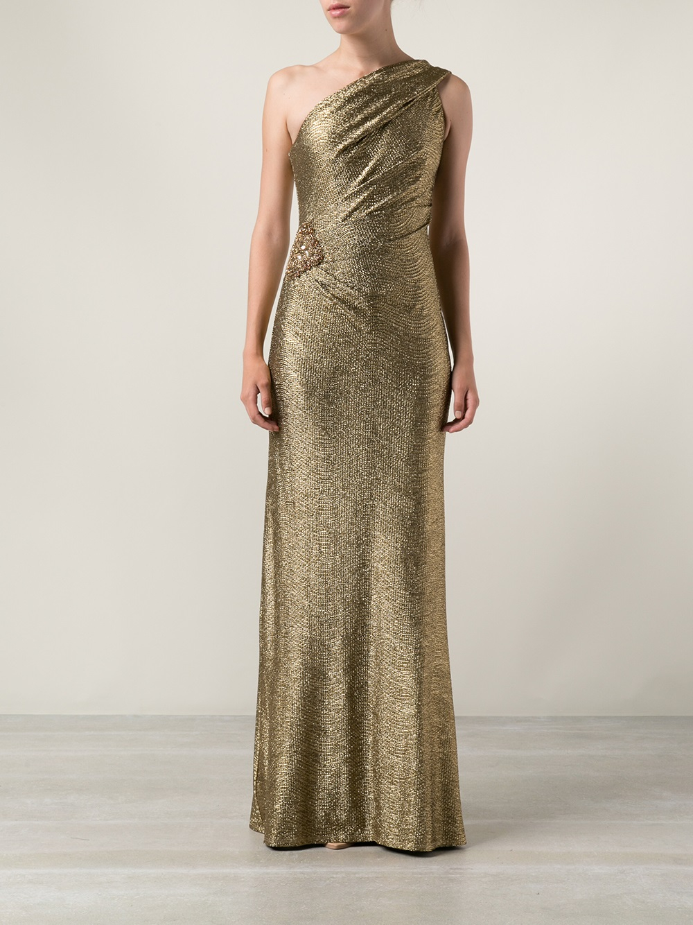 gold lame gown