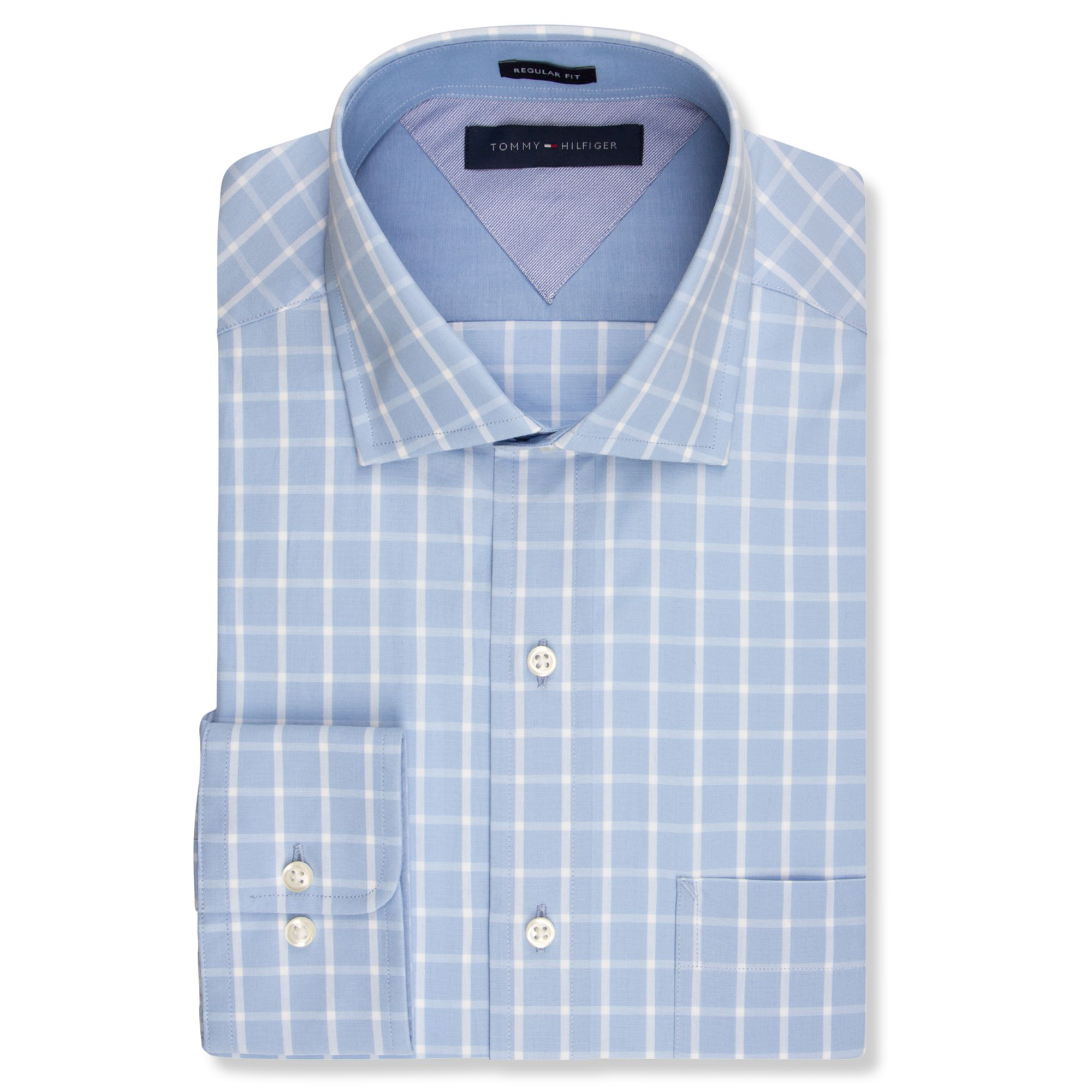 Tommy Hilfiger Slimfit Periwinkle Blue Check Dress Shirt in Blue for
