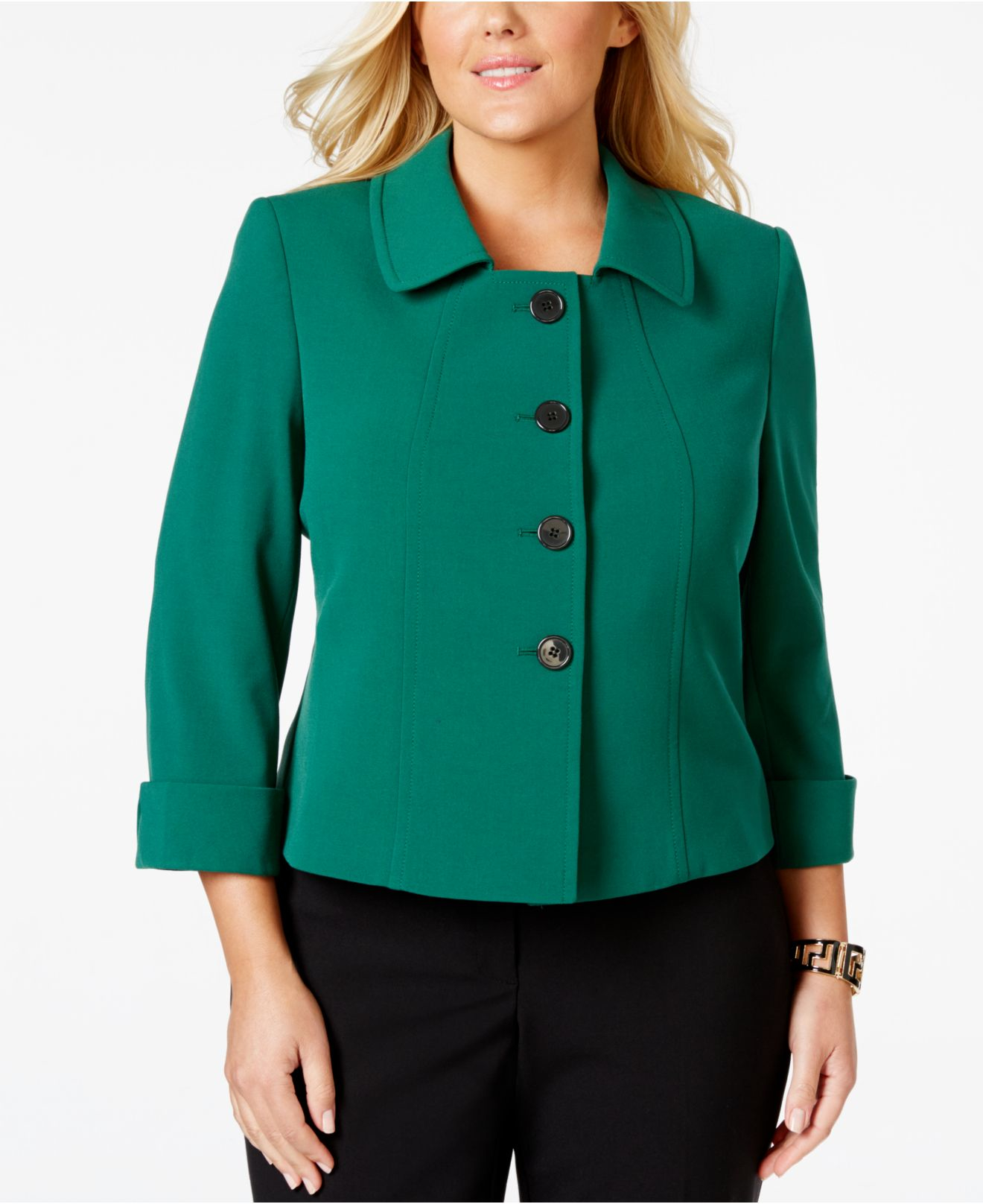 Lyst Tahari Plus Size Three Quarter Sleeve Jacket In Green