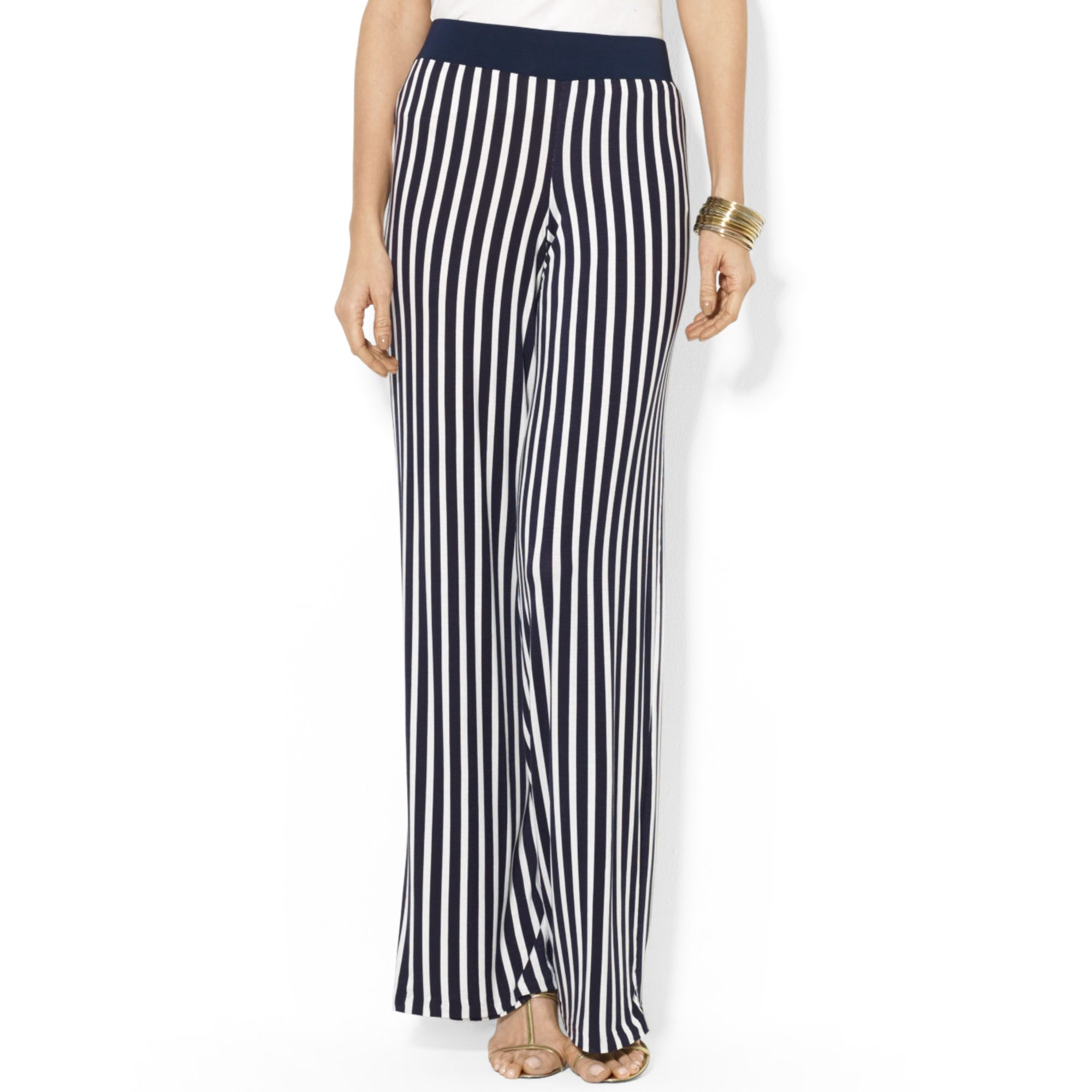 striped wide leg pants