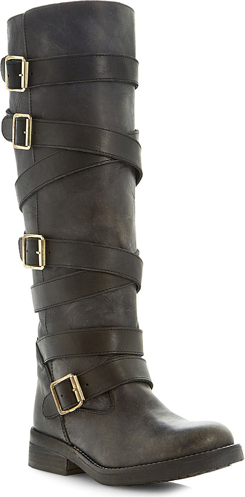 Steve Madden Bryannt Buckle Knee High Boots Black in Black | Lyst