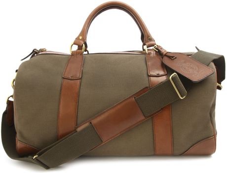 Polo Ralph Lauren Khaki Leather and Canvas Weekend Bag in Khaki for Men | Lyst