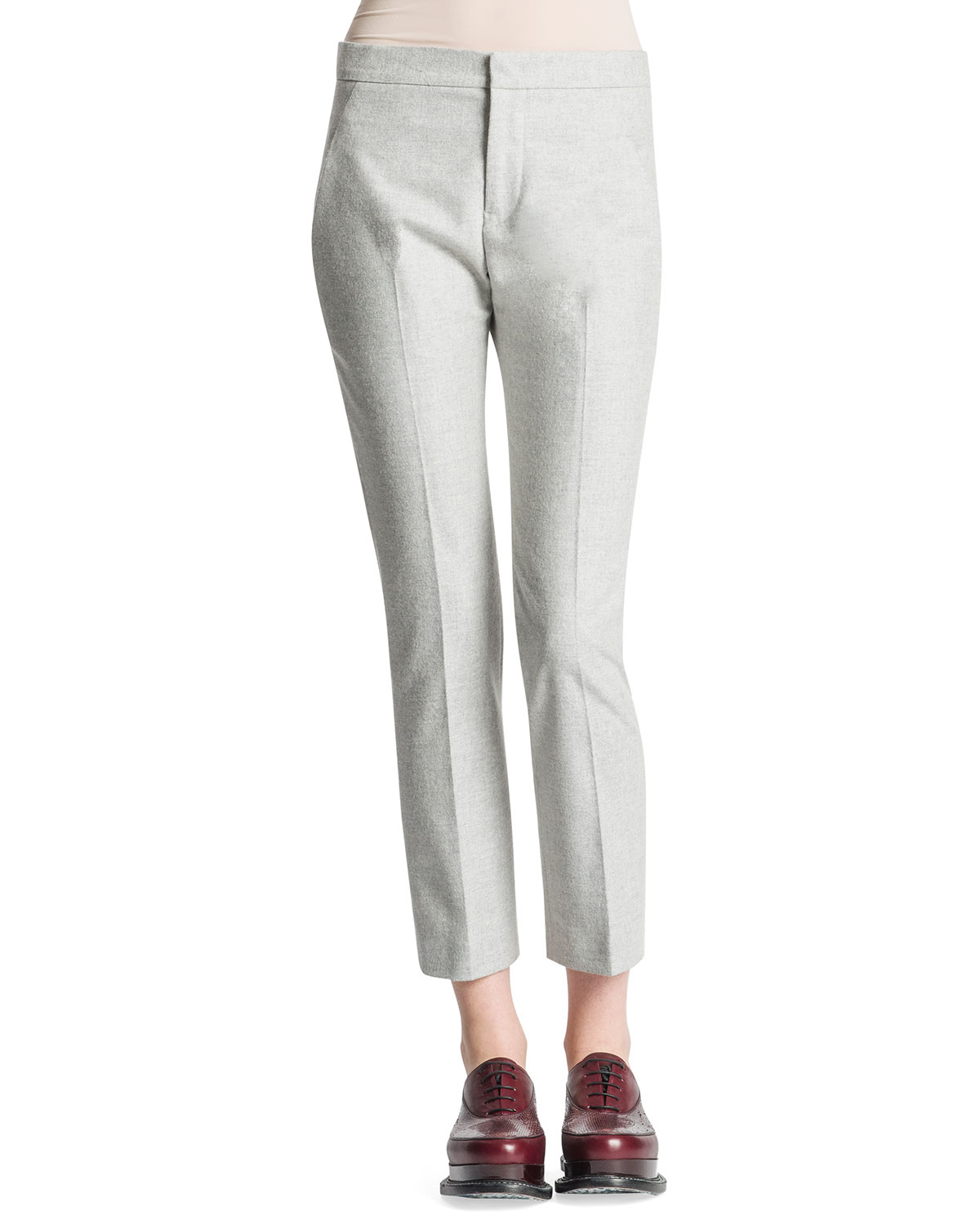 Jil Sander SlimLeg BackYoke Flannel Pants in Gray (GRAY MELANGE) Lyst