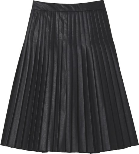 Rebecca Taylor Faux Leather Pleated Skirt In Black Lyst