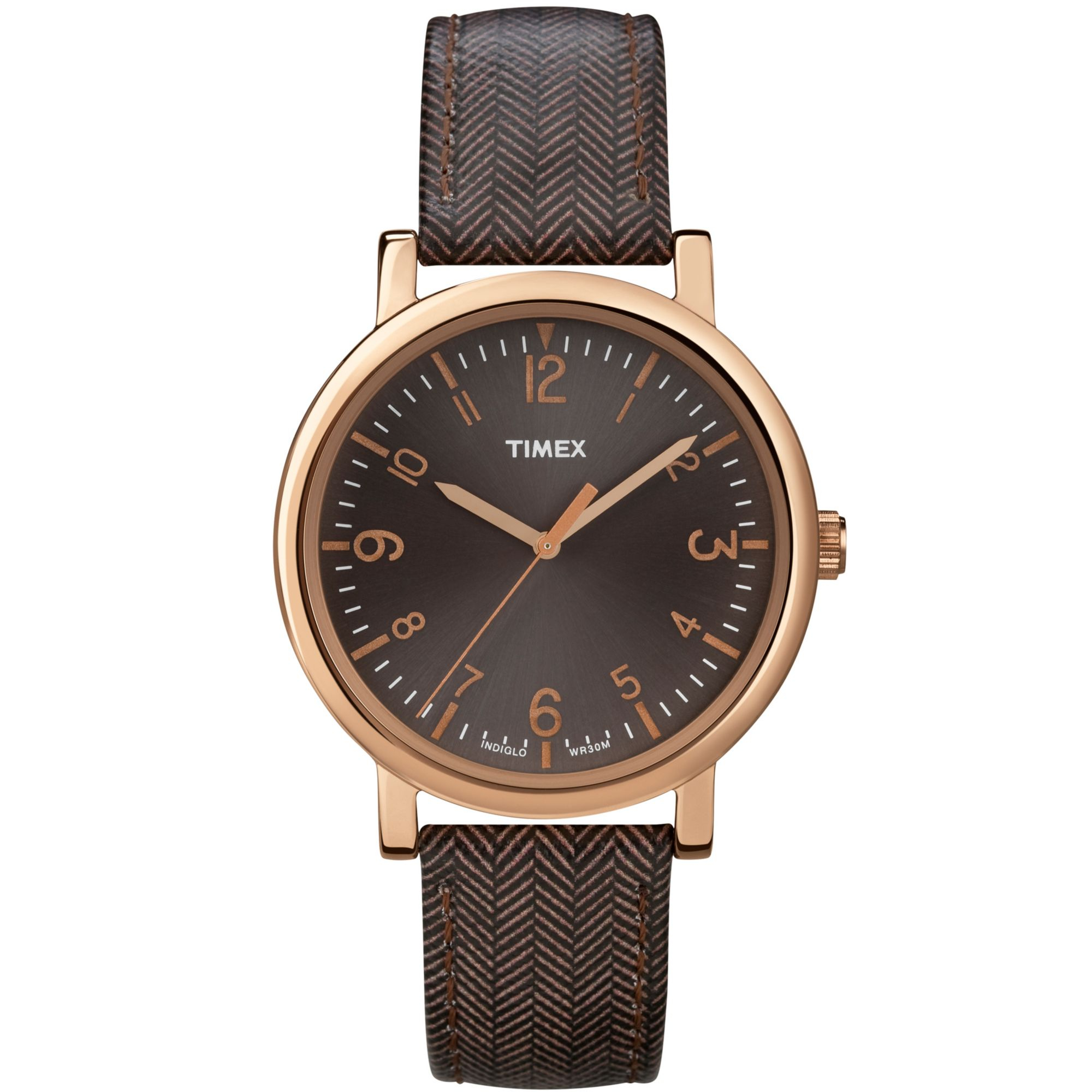 Timex® Womens Premium Originals Classic Brown Tweedpattern Leather