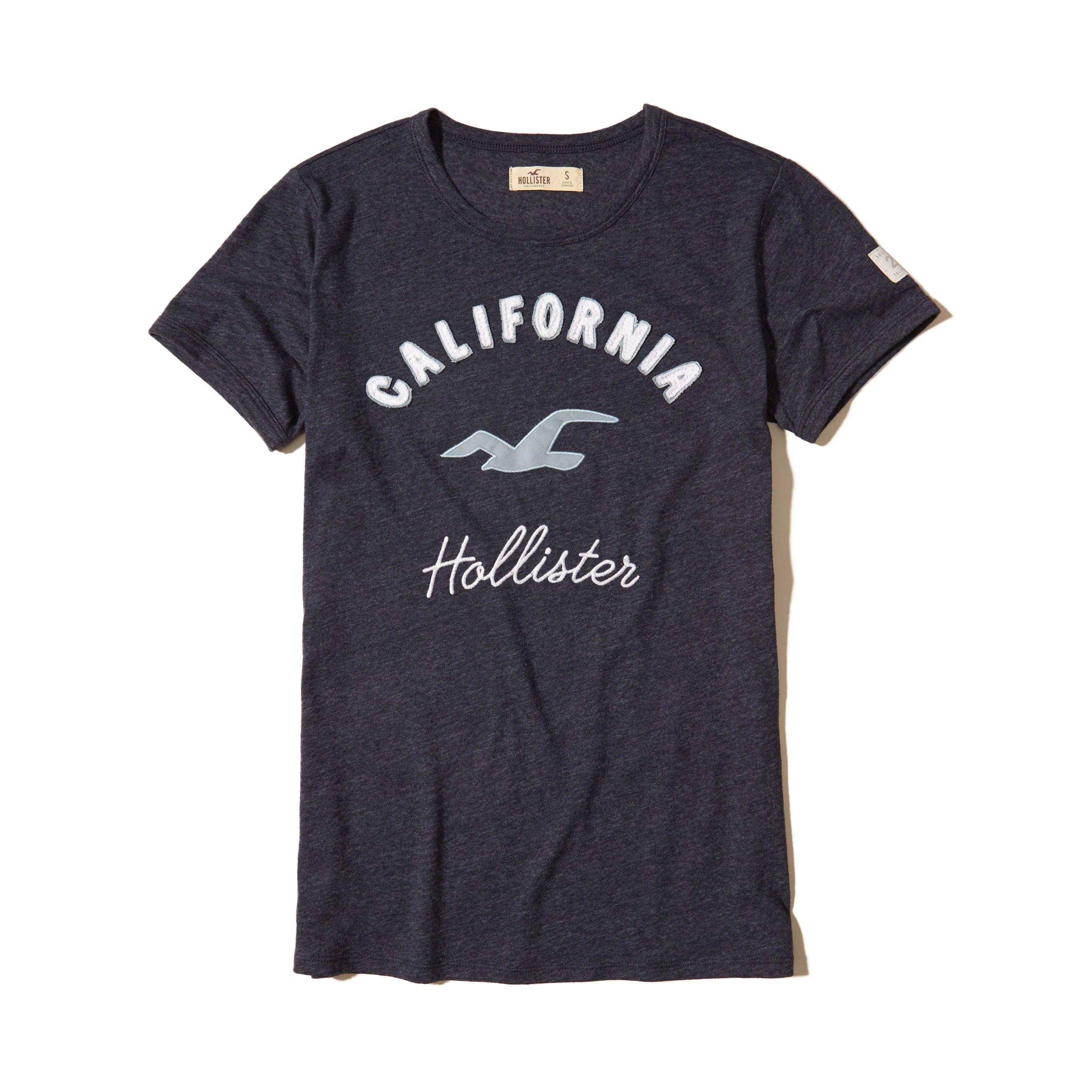 Lyst Hollister Applique Logo Graphic Tee In Blue