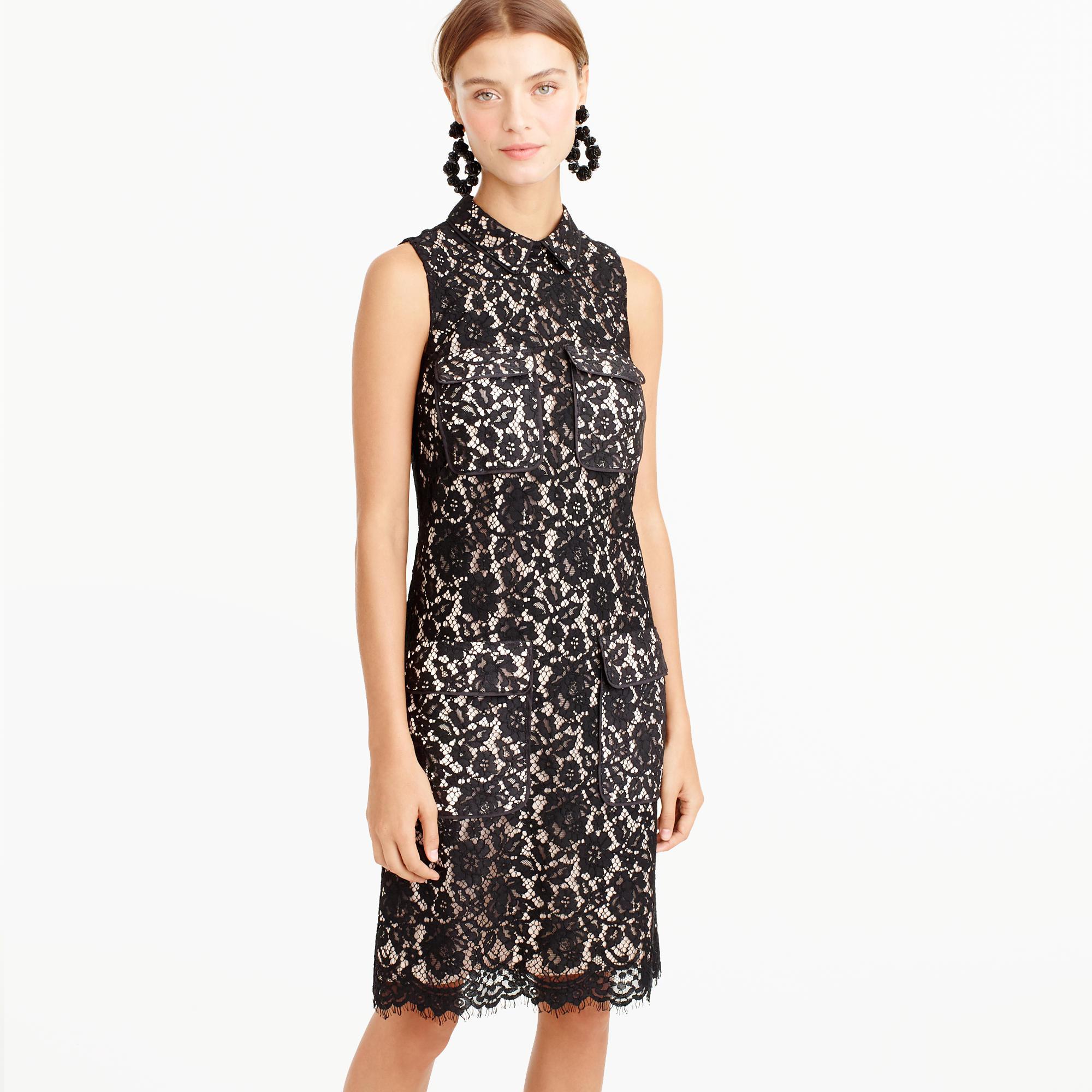 J Crew Lace Dress With Pockets In Black Lyst