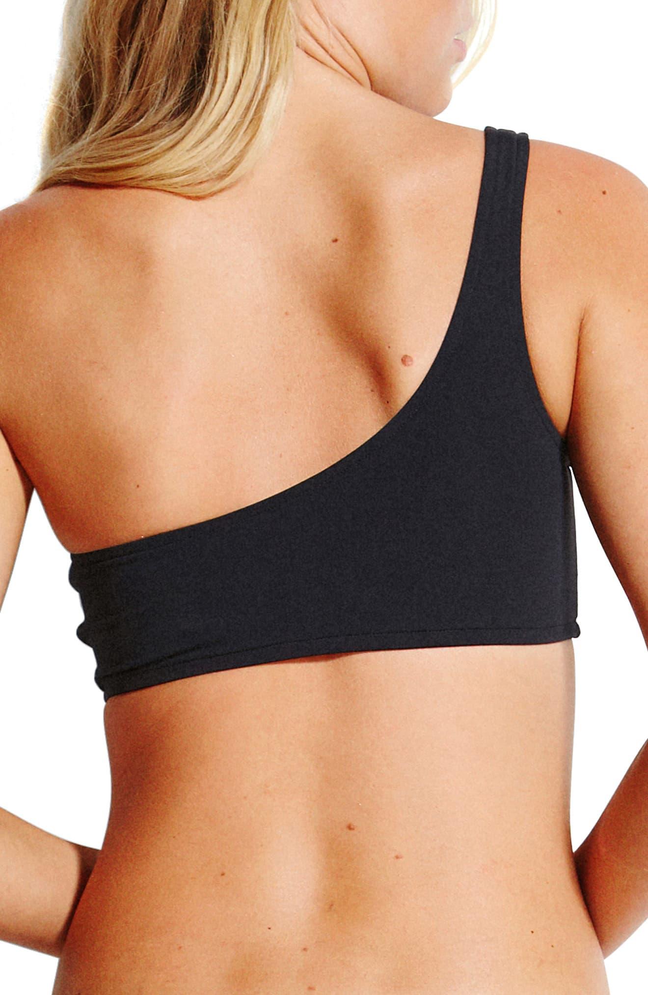 Seafolly One Shoulder Bandeau Bikini Top In Black Lyst