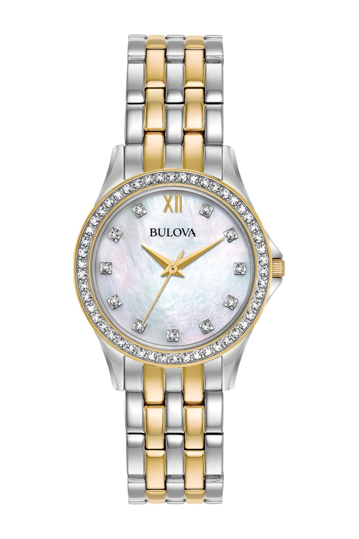 Lyst Bulova Women S Crystal Accent Two Tone Bracelet Watch Heart