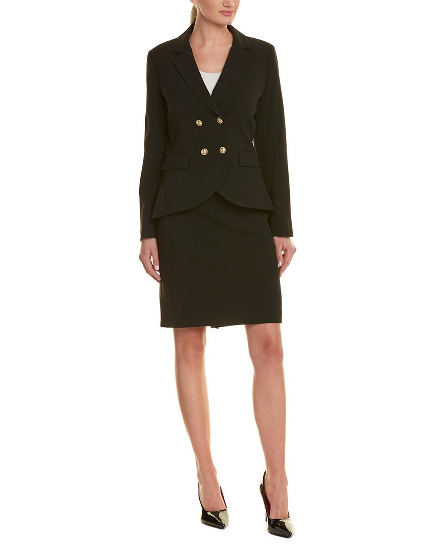 women"s black tahari asl 2pc skirt suit