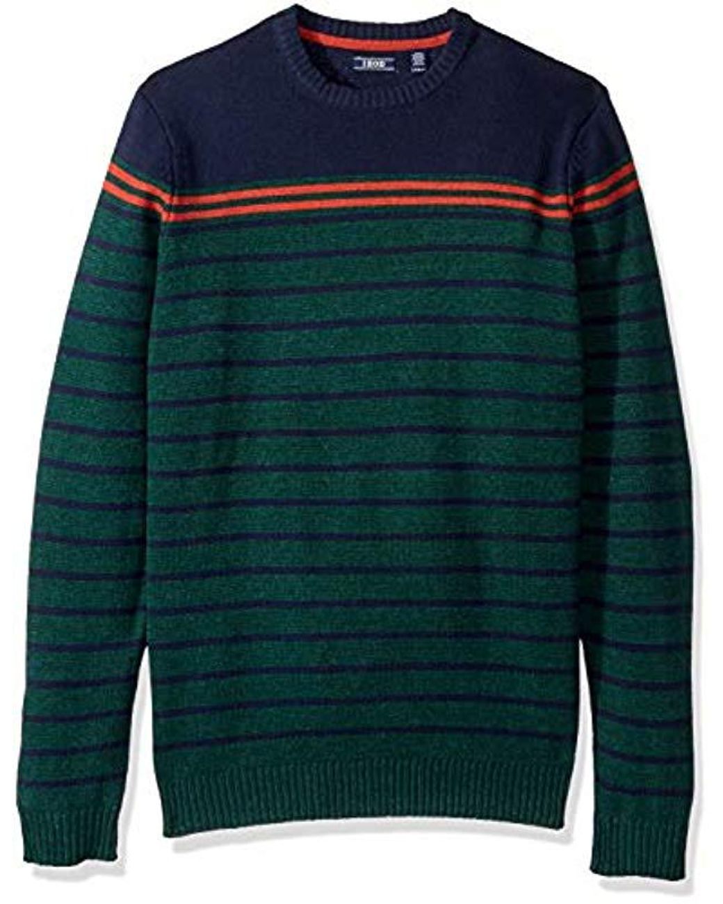 Izod Slim Fit Stripe 7 Gauge Crewneck Sweater in Green for Men - Save ...