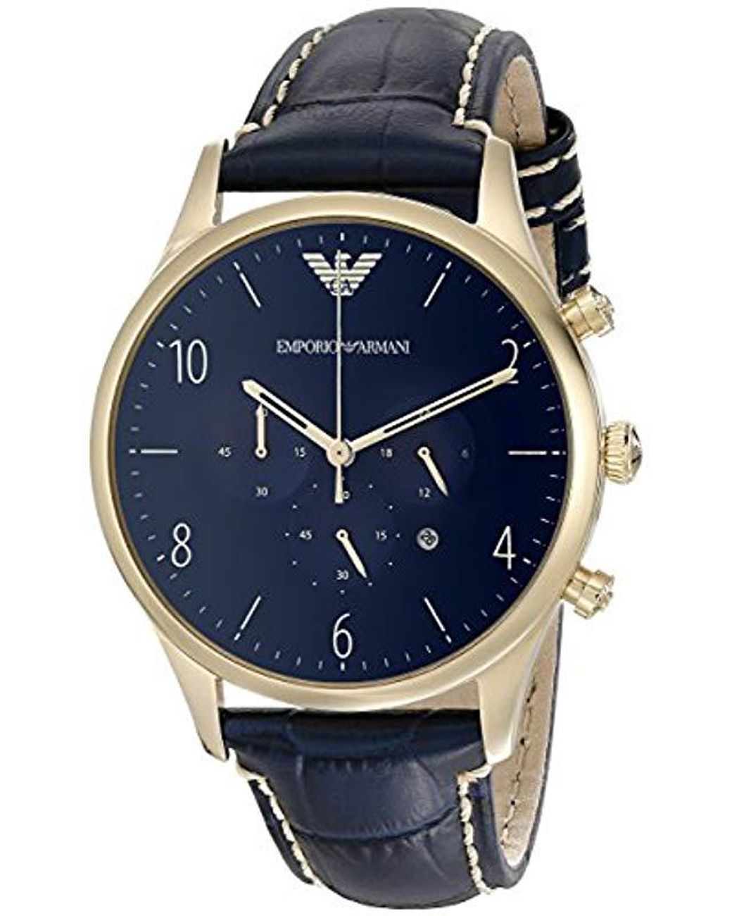 Emporio Armani Ar1862 Sport Blue Leather Watch In Blue For Men - Save ...