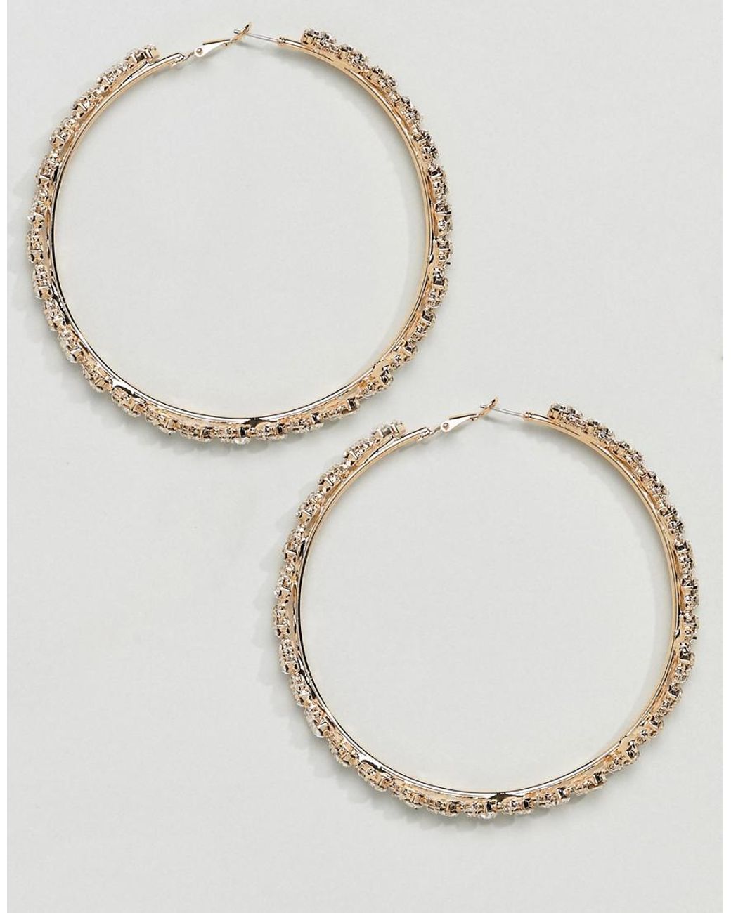 Lyst - True Decadence Gold Embellished Hoop Earrings in Metallic