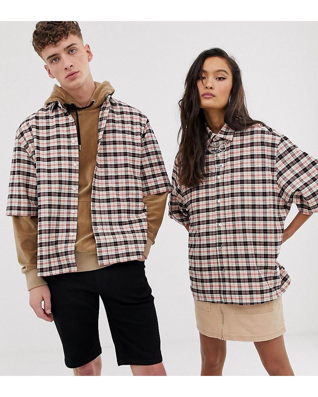 collusion unisex oversized pu shirt in black