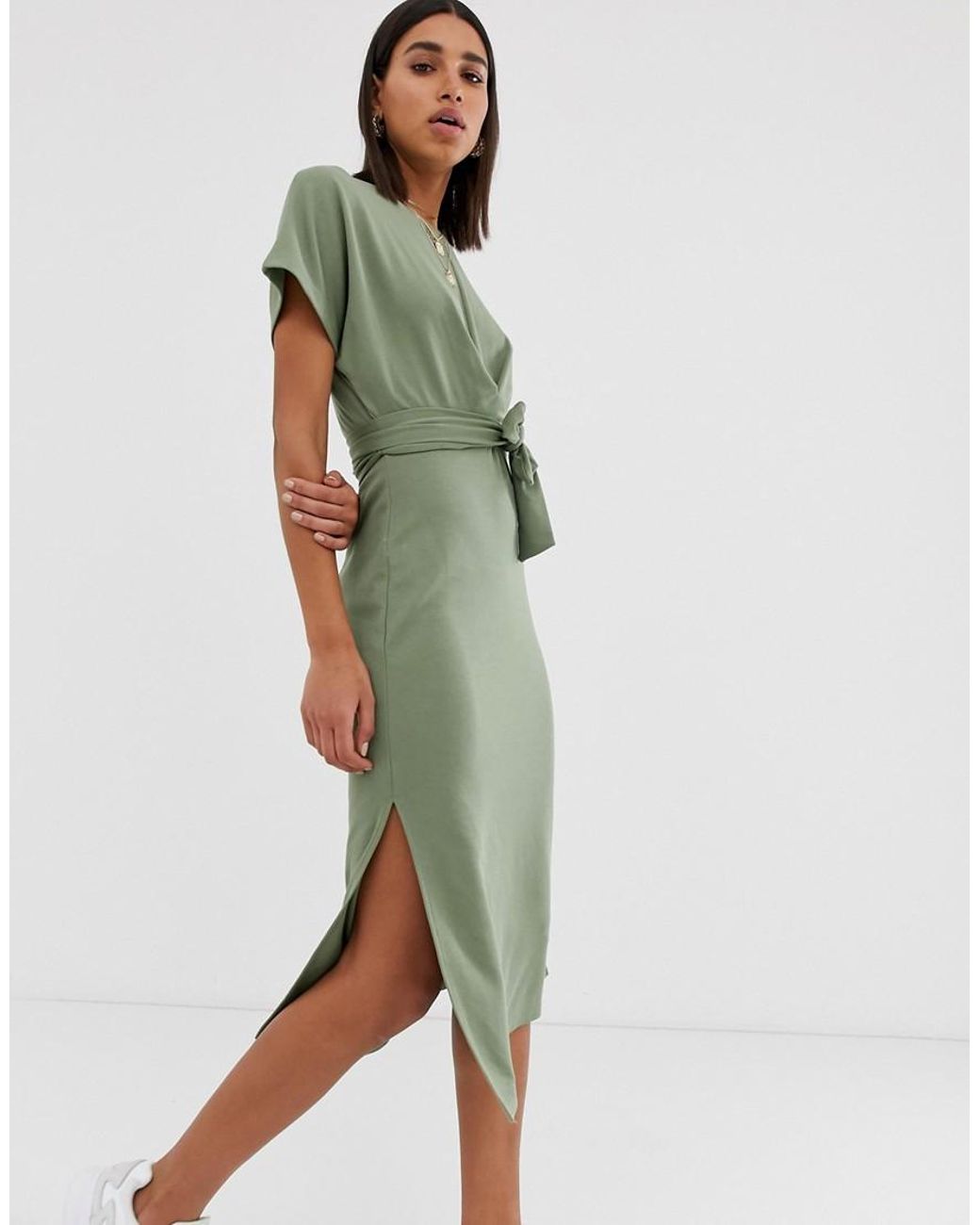 bershka green cut out dress