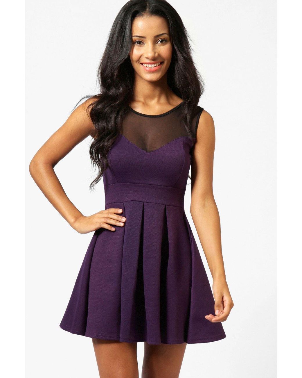 Lyst Boohoo Skater Dress in Purple