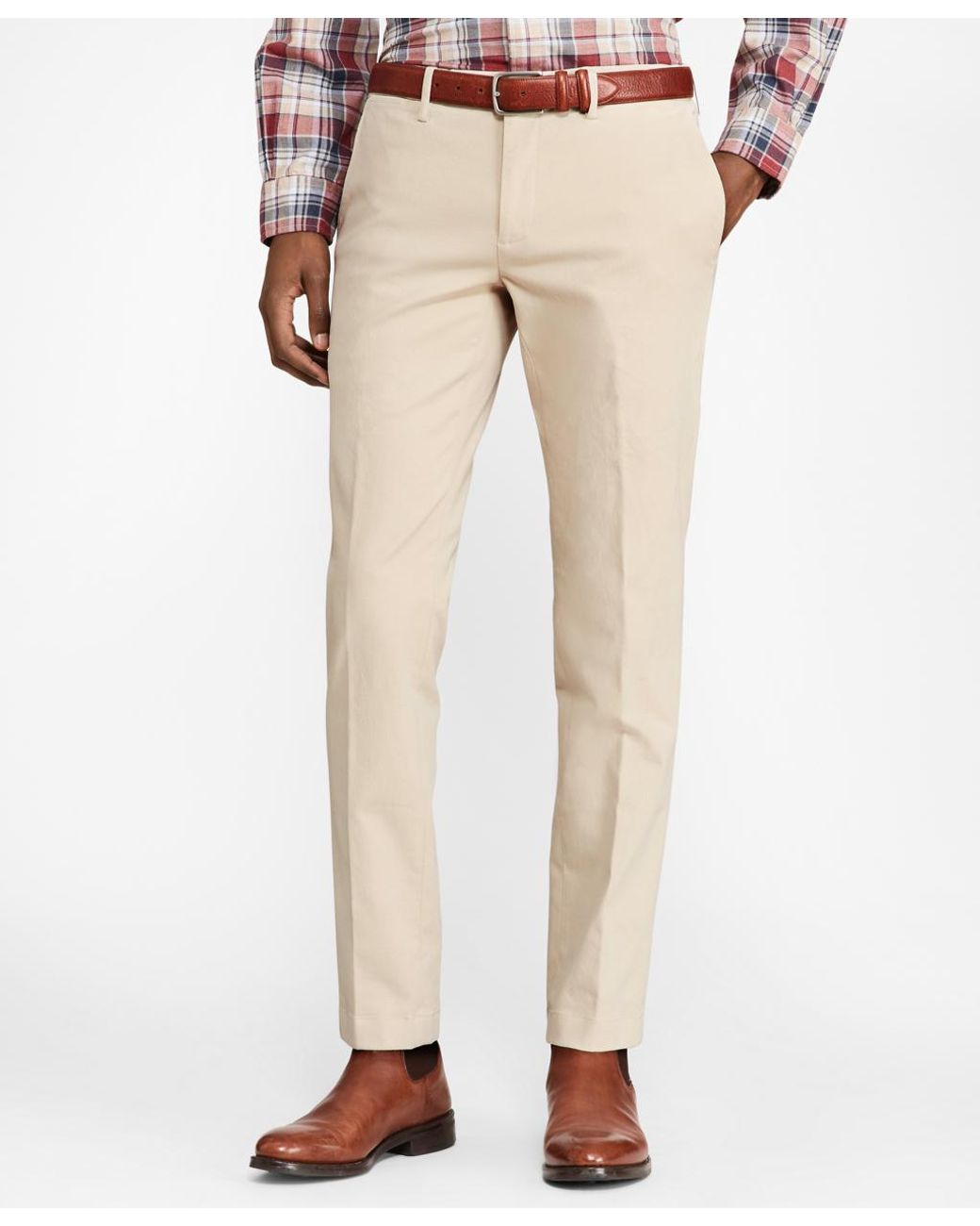 Brooks Brothers Soho Fit Cotton Twill Stretch Chinos in Natural for Men ...