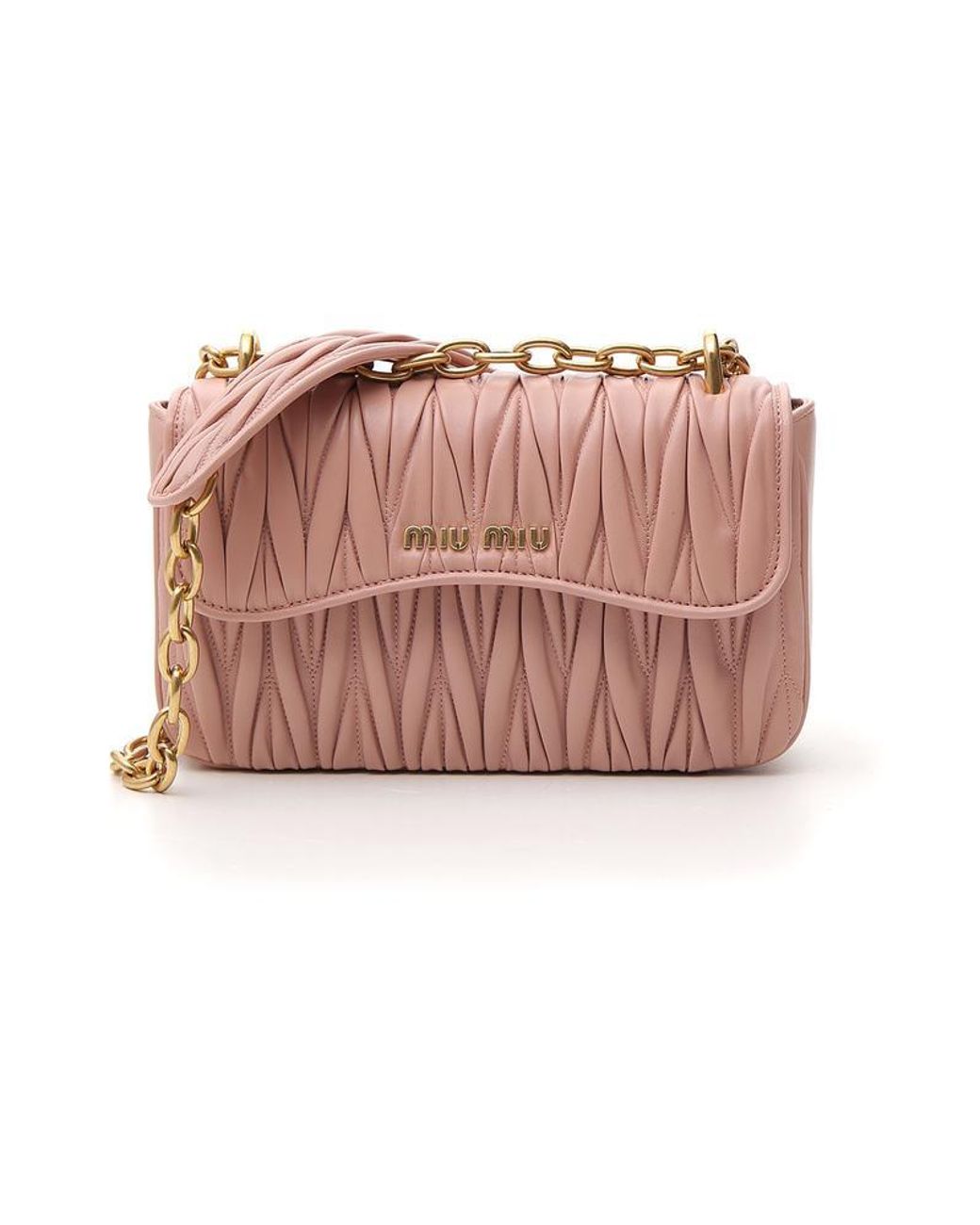 Miu Miu Matelassé Chain Shoulder Bag in Pink Lyst
