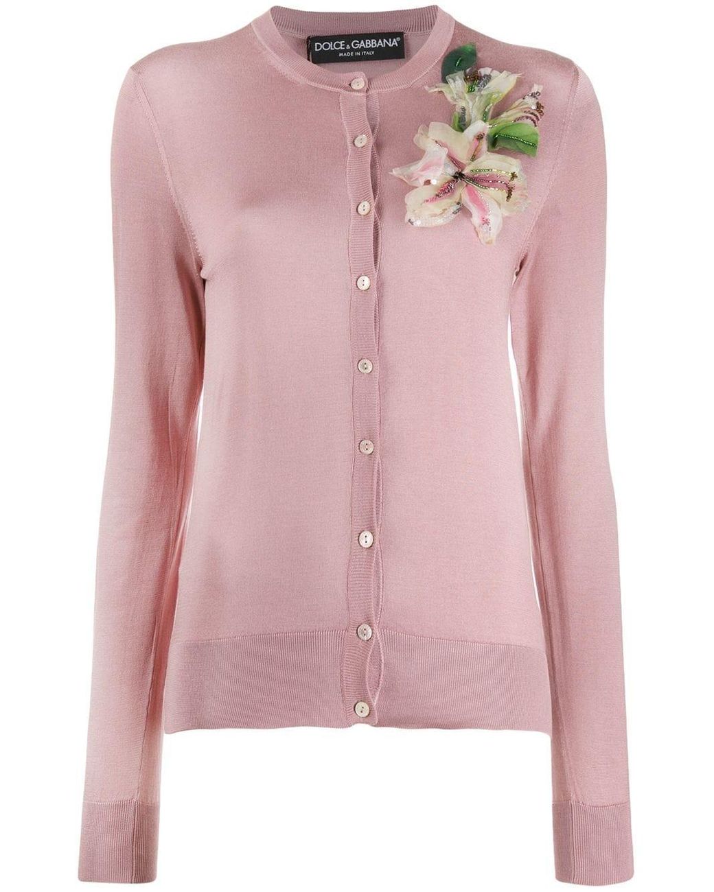 Dolce & Gabbana Cardigan With Flower Embroidery in Pink - Lyst