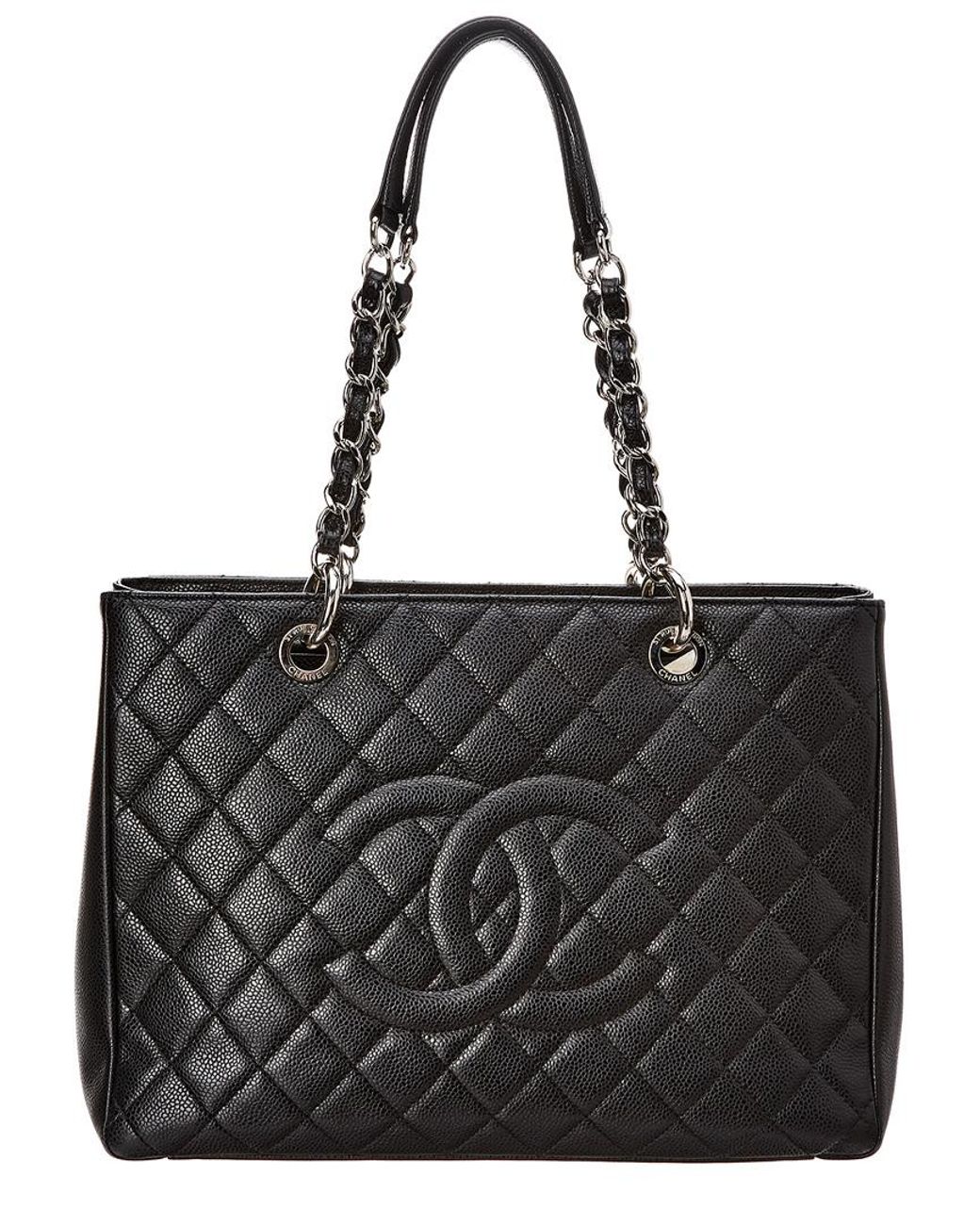 Chanel Black Quilted Caviar Leather Grand Shopping Tote in Black Save